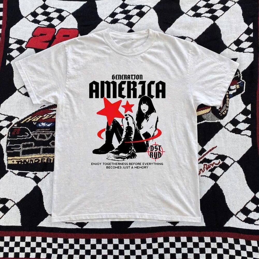 White Graphic Tee With Red Accents